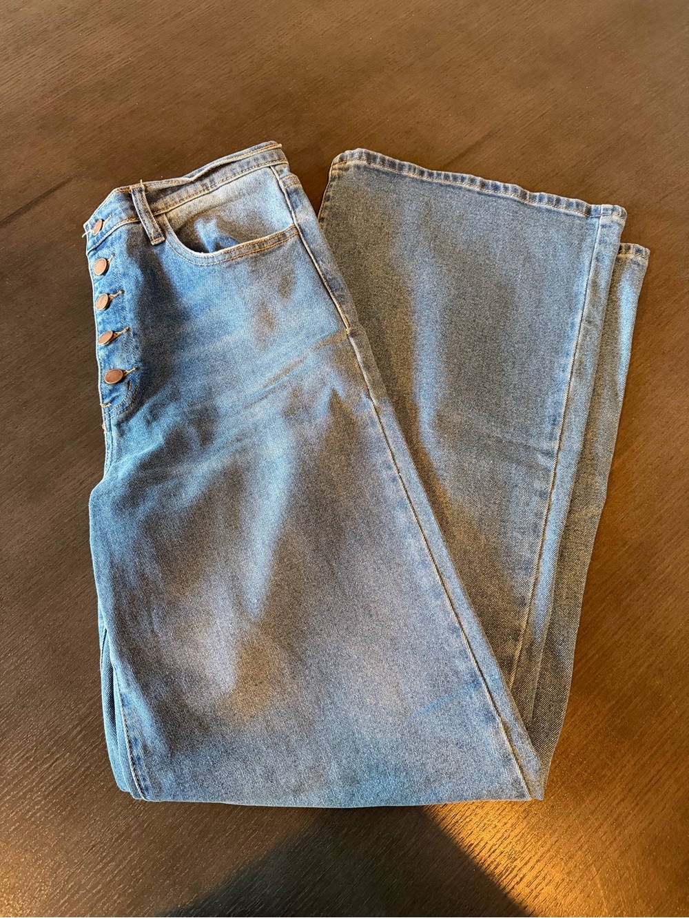 Vibrant Light Blue Bootcut Women’s Jeans with Button Fly